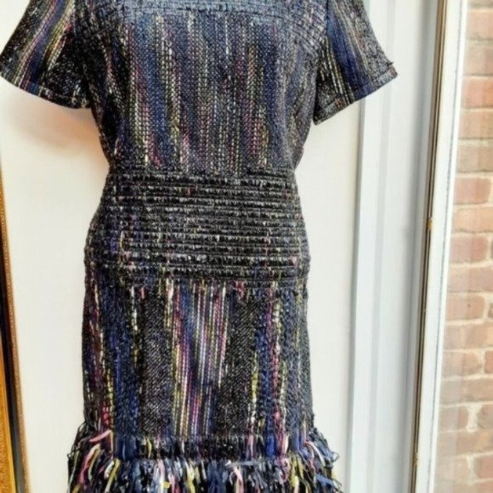 Vilagallo Tea Farrow Fringe Jacquard Dress 42 - Picture 7 of 13